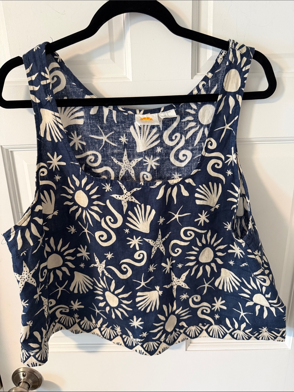 C&C California Linen Cropped Shells Tank Top Boho Nautical Coastal size XL